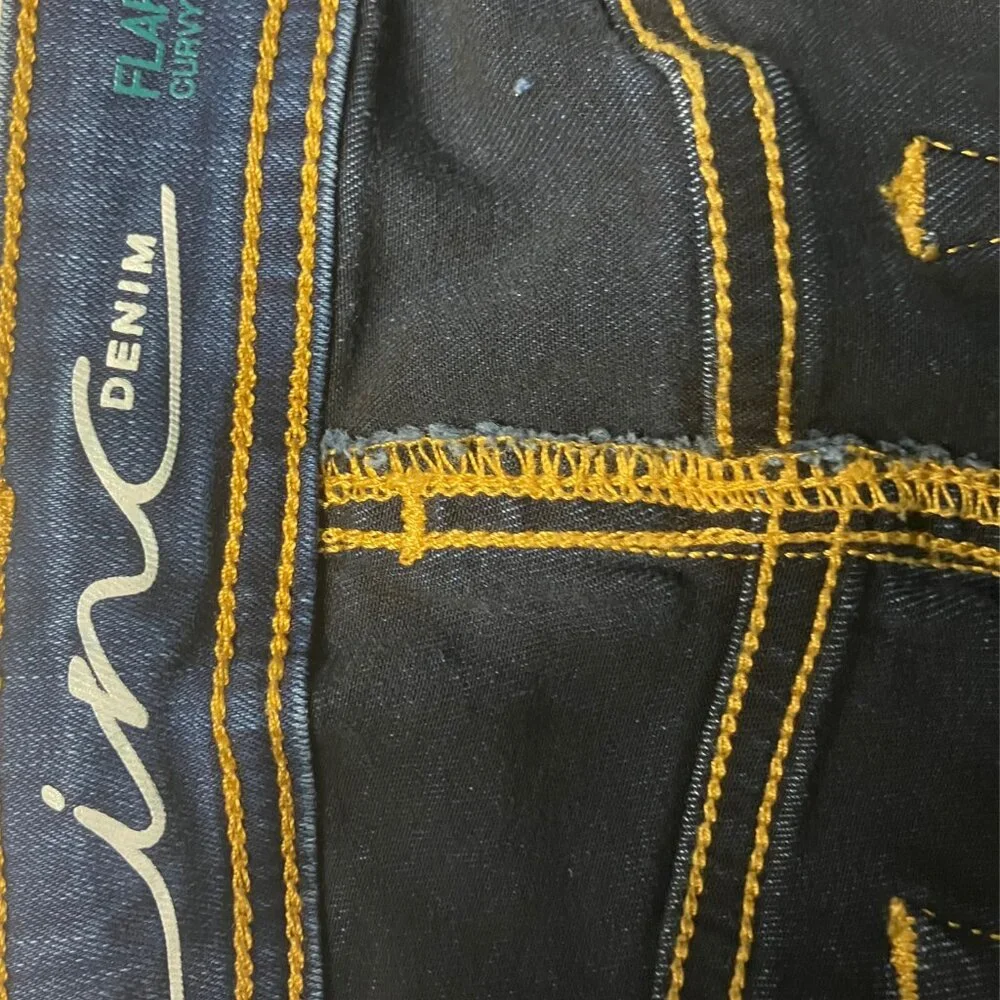 INC International Concepts Embroidered Flare Leg Jeans | Floral Detail | Mid-Ris - Picture 6 of 9